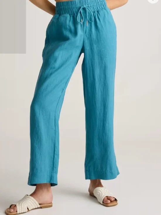 Quince 100% European Linen Wide Leg Pants Mineral Blue S NWT