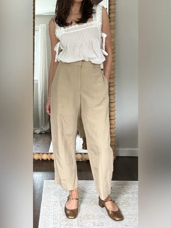 Banana Republic Tencel Linen Barrel Leg Pant
