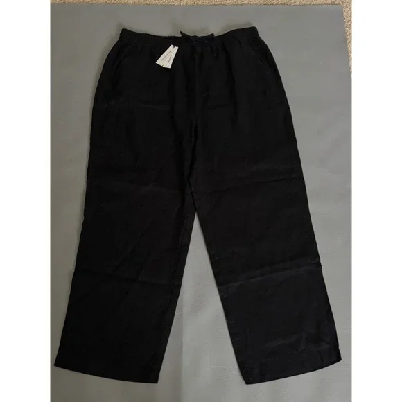 Banana Republic Women's Black Linen Pull On Ankle Pants Size XL 713472