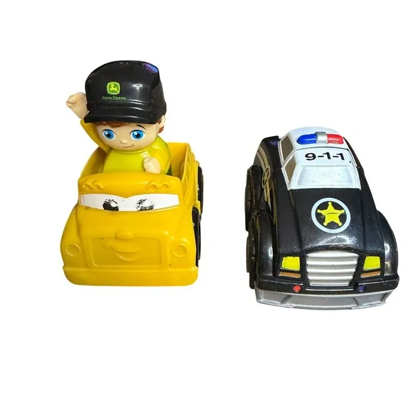Mega Bloks John‎ Deere Driver w/ Yellow Truck & Police Car Toy Vehicle Set