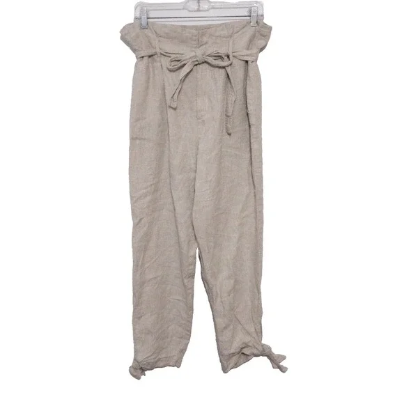 Reformation Linen Pants Womens Size 12 (35x26)‎ Beige Tie Casual Neutral Norman