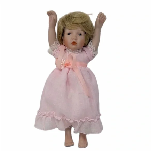 Vintage Sandra Kuck First Issue “Loving Steps” Porcelain Doll with stand