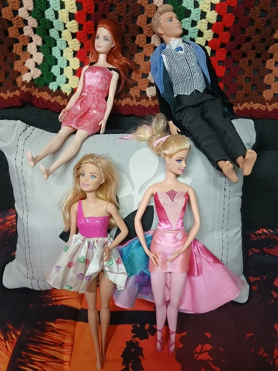 Mattel Dolls Set with Pink, Blue and Black Outfits 2015