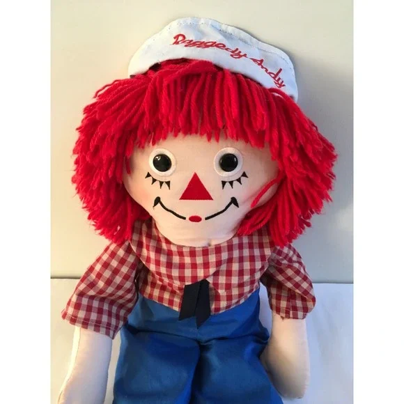 Hasbro Cloth Raggedy-Style Doll with Red Yarn Hair and Blue Pants