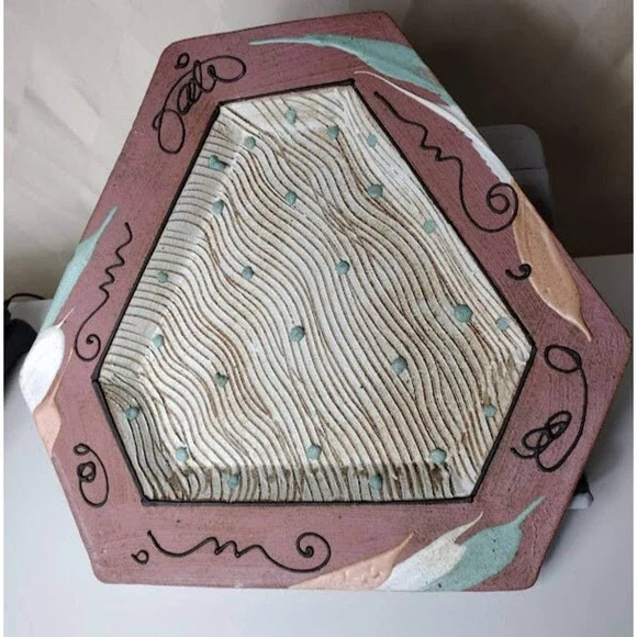 Unique Vintage Cunningham‎ Pottery Plate with Abstract Design in Relief
