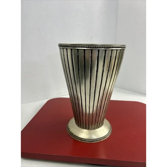 VTG‎ Trumpet Vase Silver Plate Over Copper Heavy 9