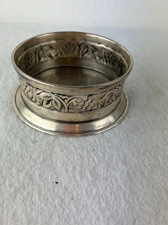 Pottery Barn Silver Decorative Pewter Wine Bottle Coaster Candle Holder