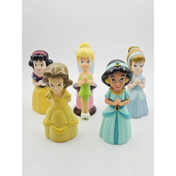 Vintage Disney Princess Vinyl Bath Toy Squirters Squeak Toy 5pc Set 5