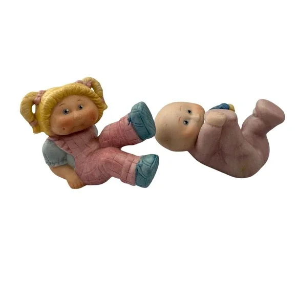 Vintage 1984‎ Cabbage Patch Girl Baby Retro Figurine Set Porcelain OAA Inc 84th