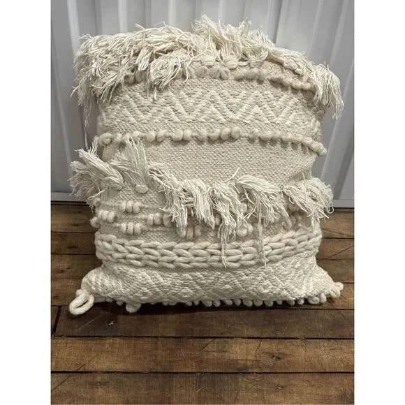 Magaschoni boho macrame white tassel throw pillow home decor boho beach