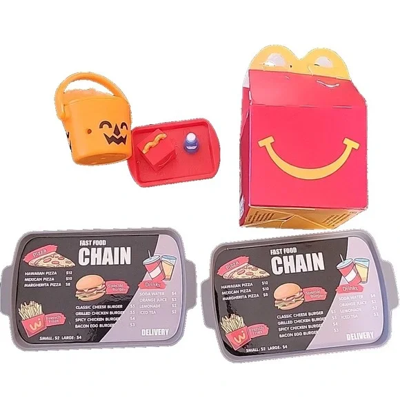 Lil McDonald's Happy Meal Toys‎ Tray Halloween bucket w/ lid etc...