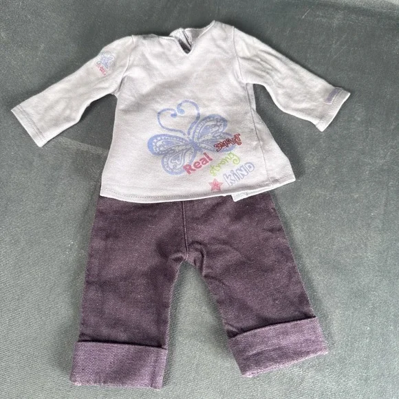 American Girl Doll 2011 Real Me Meet Outfit Shirt & Purple Denim Capri Pants‎
