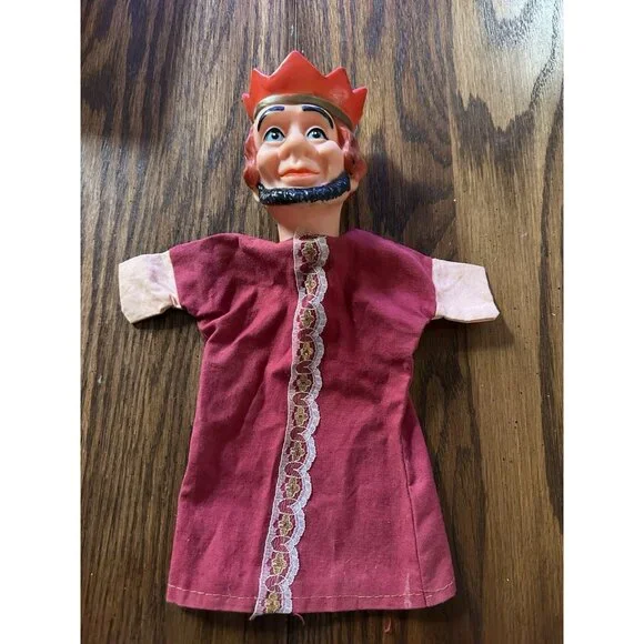 Vintage King Hand Puppet Rubber Head Red Robe King‎ Friday