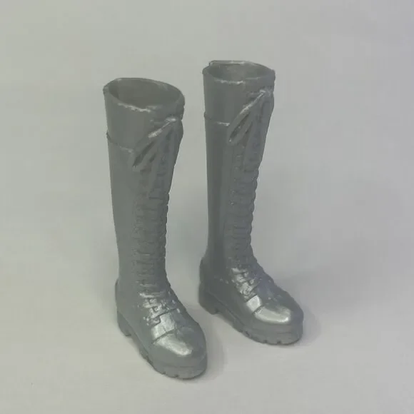 Silver Barbie Boots Lace Up