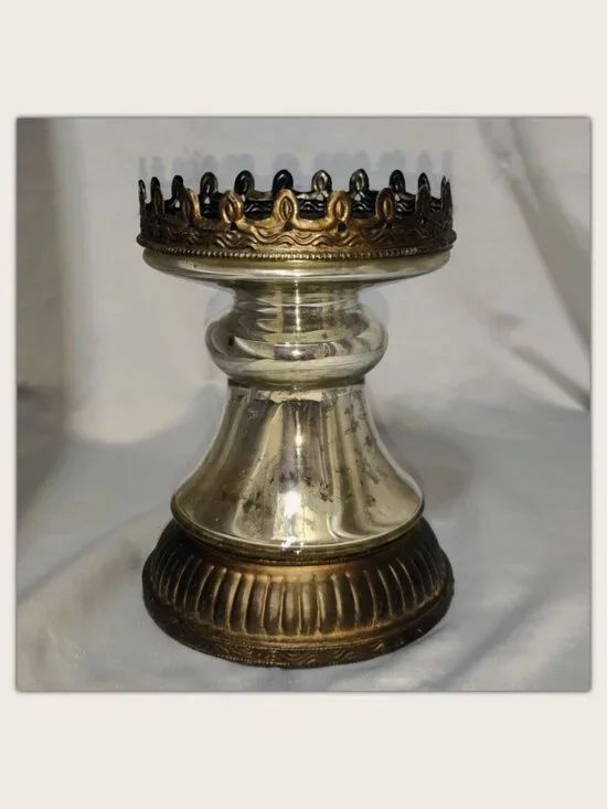 Pottery Barn Vintage Mercury Glass Style Candleholder for Pillar & Jar Candles