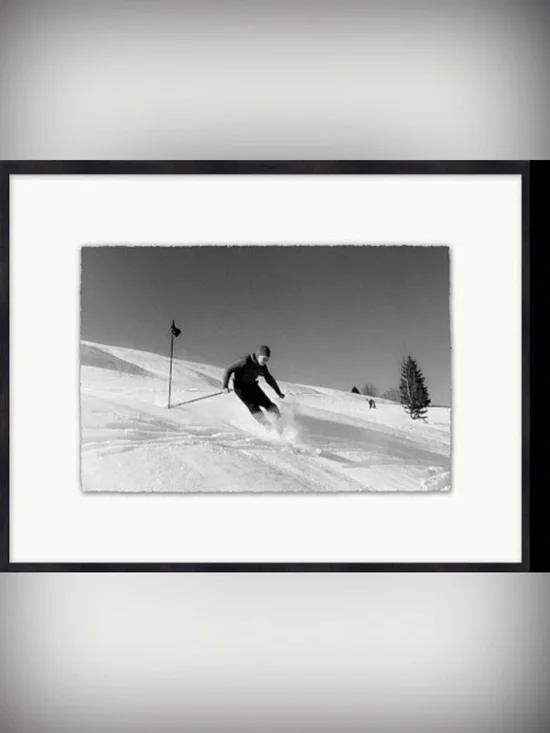 Pottery Barn Vintage Slopes Black & White Ski Photo Framed Print - Set of 2