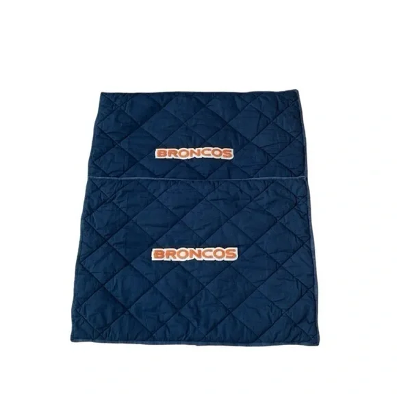 2 x Pottery‎ Barn Teen Broncos NFL Navy Blue Standard Pillow Shams