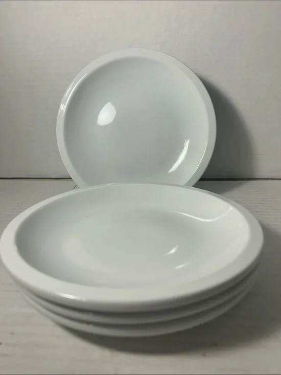 White Ceramic Serving Salad plates Set of 4 7 1/2 inch