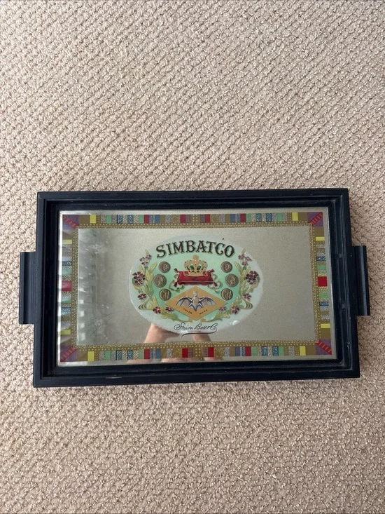 Simbatco Decorative Mirrored Tray - Black Frame with Multicolor Accents