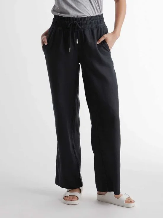 Quince 100% European Linen Wide Leg Pants Black S