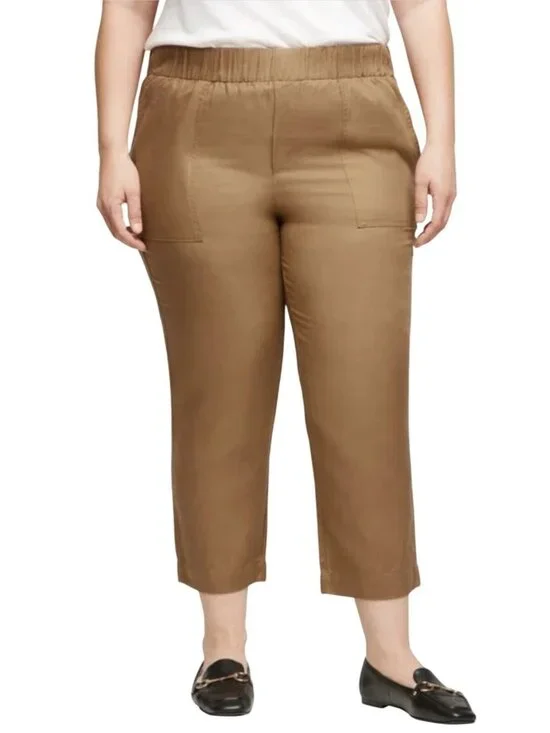 NWT Banana Republic Women's XXL Tapered Crop Pant Tan Pull-On Elastic B1703