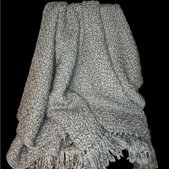 Cozy Gray Knit Throw Blanket with shimmer