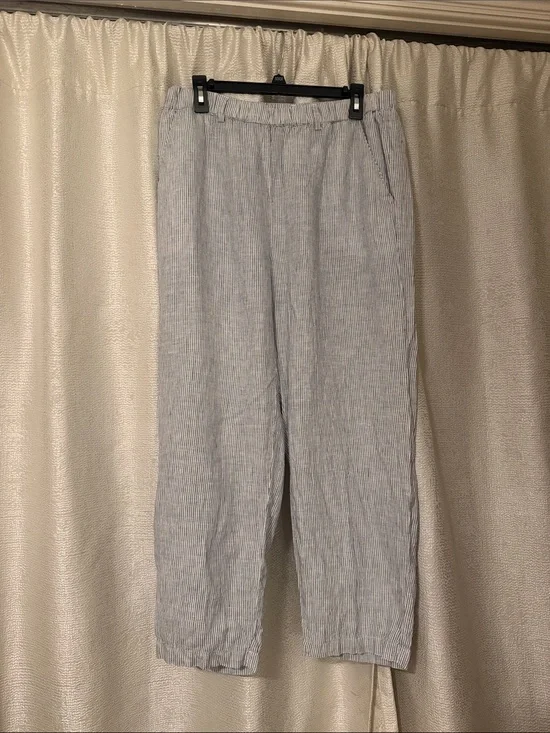 Quince 100% European Linen Blue Pinstripe Pants