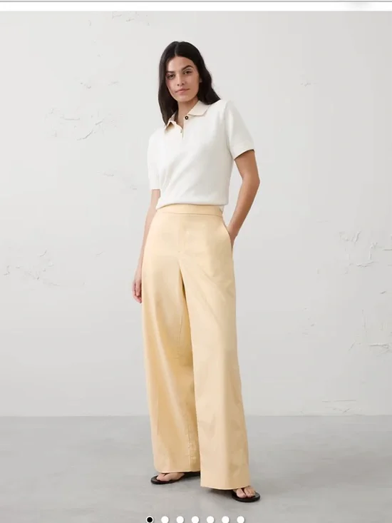 BANANA REPUBLIC WIDE-LEG HIGH-RISE LINEN-BLEND PANT XS