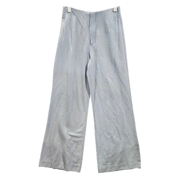 ZARA‎ Sz S Wide Leg High Waisted Linen Blend Pant  #452