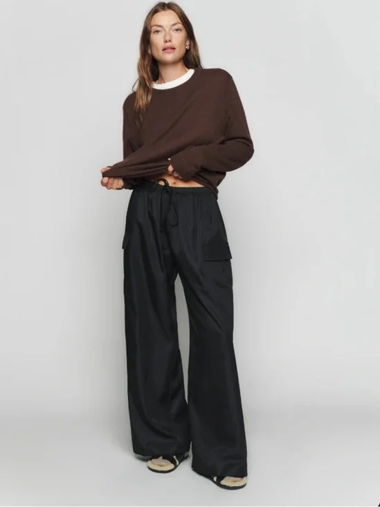 Ethan Twill Pants Reformation $198 new linen revolve summer pockets cargo wide