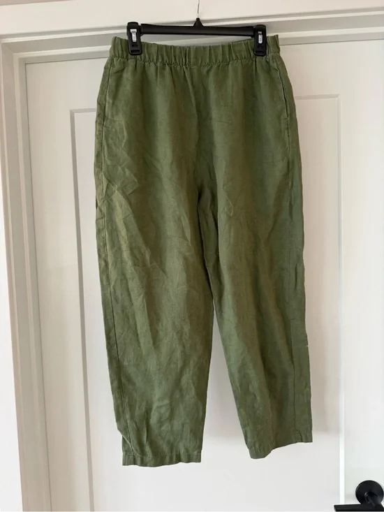 Zara Olive Elastic-Waist Pants