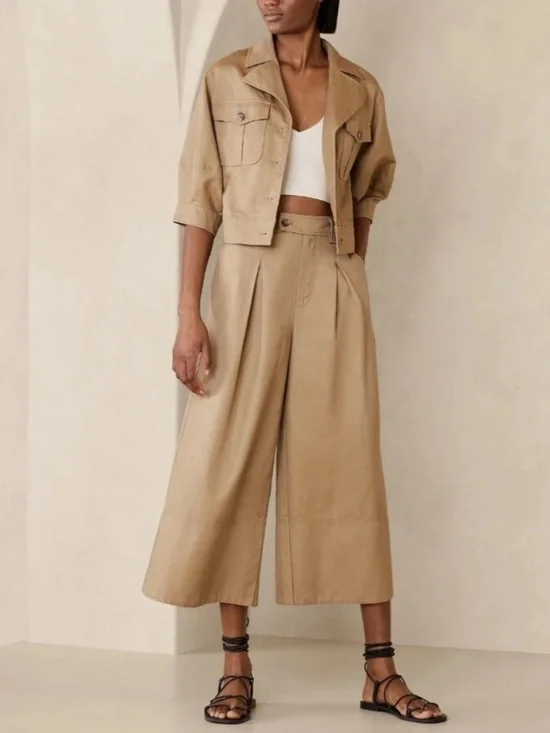 Banana Republic Archive explorer high waisted wide leg culotte trouser pants 6