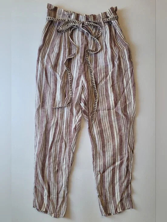 LemLem x H&M Resort Stripe Linen Paperbag Pants Large Excellent Condition