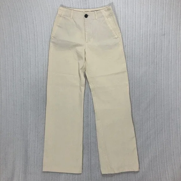 Zara Women's‎ Cream Tailored Trousers XS Straight Leg Dress Pants