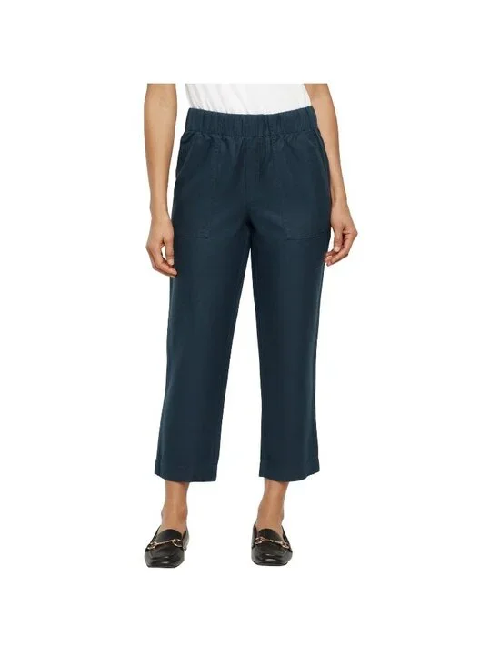 NWOT Banana Republic Women's XL Navy Blue Linen-Blend Cropped Pants B1734