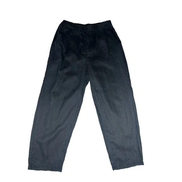 Quince Black 100% Linen Cropped Pants, Sz: Small
