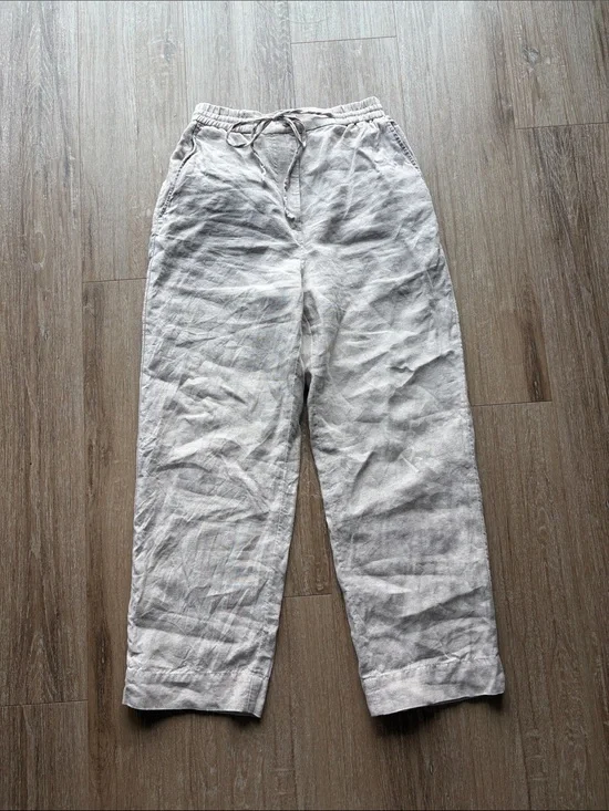 Cos Women’s 100% Linen Pants Ankle Cropped Light Beige Sz 4