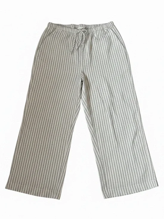 Banana Republic Women’s Wide Leg Linen Striped Drawstring Pants