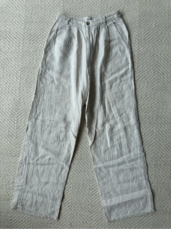 Reformation Light Beige 100%linen Trouser sz 2