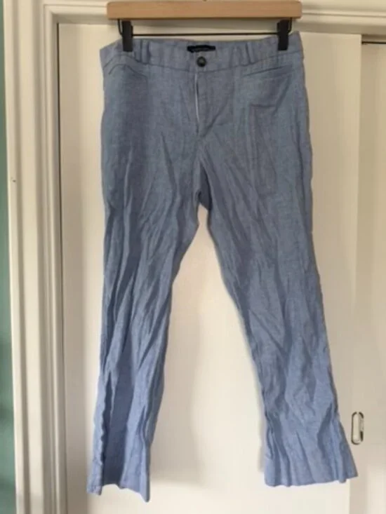 Logan Crop Blue Linen Pants Banana Republic Size 6
