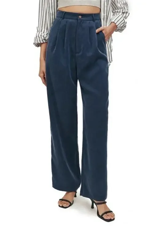Reformation Mason Pants 6 Navy Blue