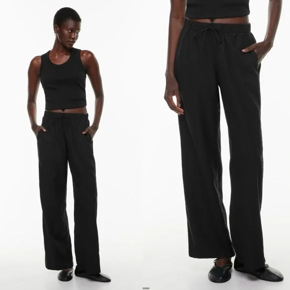 NWT Aritzia The Group by Babaton Sontag Linen Pant in Black Size Medium