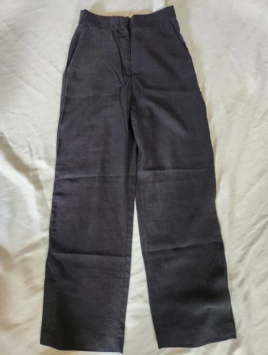 H&M Linen Blend Wide Leg Pants Black Size 4