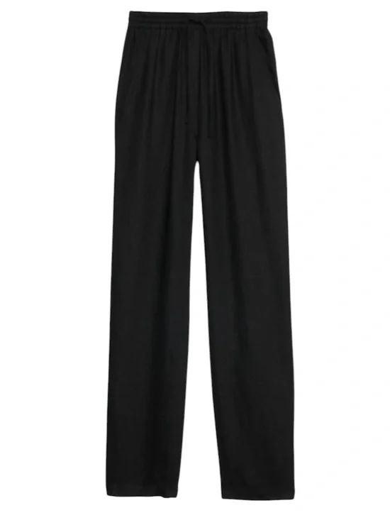 Banana Republic Linen Pull-On Ankle Pant in Black Size Small Petite