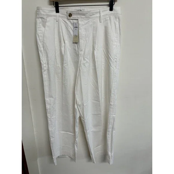 Banana Republic NWT Women’s 14P Linen Blend White Pleated Trouser Straight