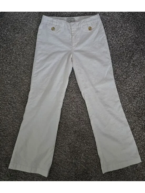 Banana Republic White Linen Blend Stretch Pants Size 2