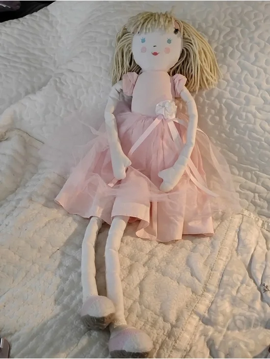 Pottery Barn Kids Plush Pink Tulle Dress Rag Doll - Soft Cloth, 30”
