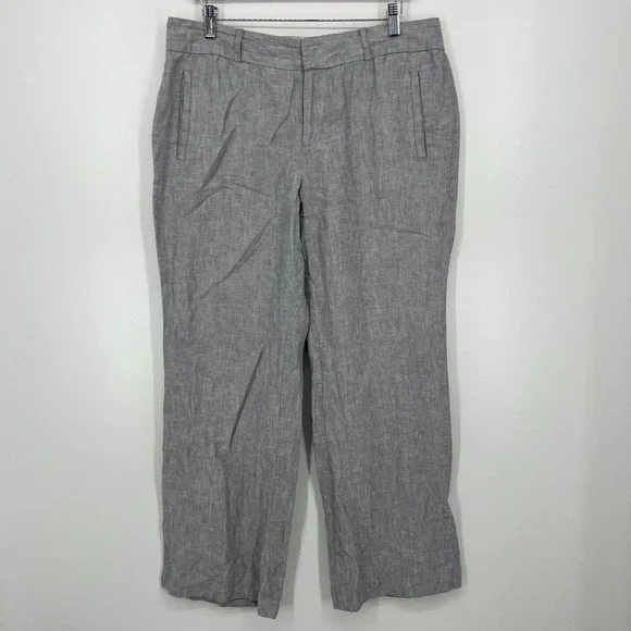 Banana‎ Republic Chino Pants Women's Size 14 Gray The Martin Fit Linen Blend
