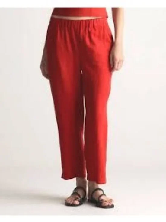 NWT Quince Womens European Linen Pants Size L Chili Sustainable Beach Coastal