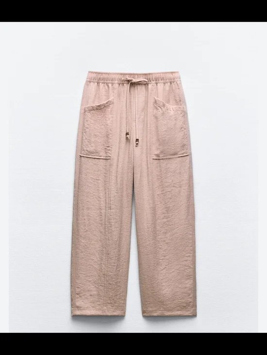 NWT Zara Pink Drawstring Pants Size Medium